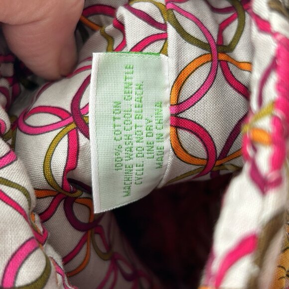 VERA BRADLEY Cheers to You Wine Bag Tea Garden Floral Gray Pink Cotton Tote - Picture 10 of 10